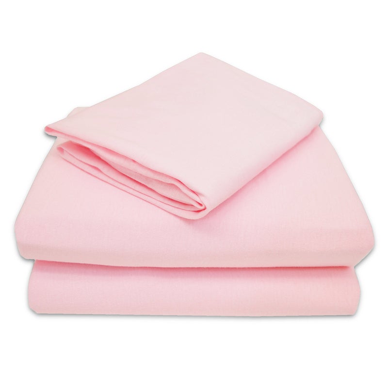 TL Care 100% Natural Cotton Jersey Knit 3-Piece Toddler Sheet Set, Pink, Soft Breathable, for Girls - Image 1